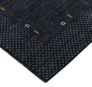 Contemporary Charcoal Gabbeh Border Hand Loomed Wool Area Rug