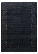 Contemporary Charcoal Gabbeh Border Hand Loomed Wool Area Rug