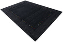 Contemporary Charcoal Gabbeh Border Hand Loomed Wool Area Rug