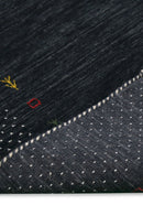 Contemporary Charcoal Gabbeh Border Hand Loomed Wool Area Rug
