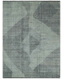Contemporary Charcoal, Silver and Beige Design 9x12 Hand knotted wool Area Rug