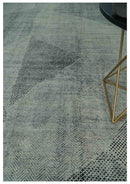 Contemporary Charcoal, Silver and Beige Design 9x12 Hand knotted wool Area Rug