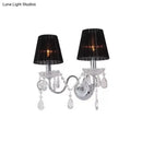 Contemporary chrome and crystal wall light fixture living room black