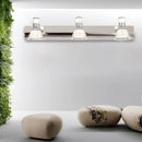 Contemporary chrome conic sconce light – bathroom crystal vanity lighting