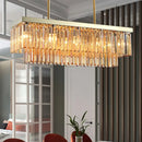 Contemporary clear & amber crystal light fixture dining room chandelier