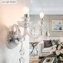 Contemporary clear faceted crystals wall sconce living room light