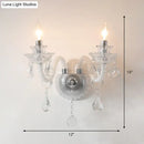 Contemporary clear faceted crystals wall sconce living room light