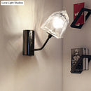 DecorBites™ Contemporary Clear Glass Faceted Wall Sconce - 1/2-Light W/Bk/Gd Finish - Ideal for Stairway