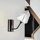 DecorBites™ Contemporary Clear Glass Faceted Wall Sconce - 1/2-Light W/Bk/Gd Finish - Ideal for Stairway