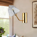 DecorBites™ Contemporary Clear Glass Faceted Wall Sconce - 1/2-Light W/Bk/Gd Finish - Ideal for Stairway