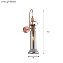 Contemporary copper wall sconce bedroom light with gray amber glass shade