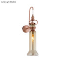 Contemporary copper wall sconce bedroom light with gray amber glass shade
