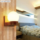 Contemporary cream glass wood sconce light fixture living room wall