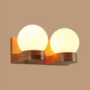 Contemporary cream glass wood sconce light fixture living room wall