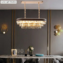 Contemporary crystal block oval island lamp kitchen light fixture