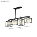DecorBites™ Contemporary Tri-Sided Crystal Rod Black Hanging Ceiling Light - Square, 3/4 Heads - Island Lamp