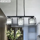 DecorBites™ Contemporary Tri-Sided Crystal Rod Black Hanging Ceiling Light - Square, 3/4 Heads - Island Lamp