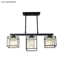 DecorBites™ Contemporary Tri-Sided Crystal Rod Black Hanging Ceiling Light - Square, 3/4 Heads - Island Lamp