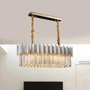 Contemporary crystal silver finish chandelier dining room island light