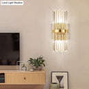 DecorBites™ Contemporary Crystal Wall Lamp with Cylinder Design - Golden Wall Lighting for Living Room - Includes 2 Bulbs