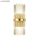 DecorBites™ Contemporary Crystal Wall Lamp with Cylinder Design - Golden Wall Lighting for Living Room - Includes 2 Bulbs