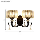 Contemporary dark bronze crystal sconce light bedroom wall lamp