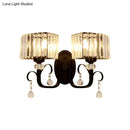 Contemporary dark bronze crystal sconce light bedroom wall lamp