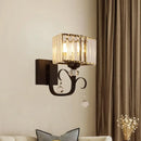 Contemporary dark bronze crystal sconce light bedroom wall lamp
