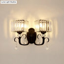 Contemporary dark bronze crystal sconce light bedroom wall lamp