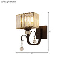 Contemporary dark bronze crystal sconce light bedroom wall lamp