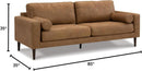Contemporary Dark Brown Faux Leather Sofa with Pillows