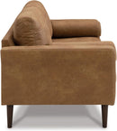 Contemporary Dark Brown Faux Leather Sofa with Pillows