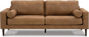 Contemporary Dark Brown Faux Leather Sofa with Pillows