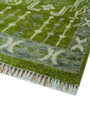 Contemporary Design Green And Beige Hand Knotted 8x10 Wool Area Rug