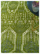 Contemporary Design Green And Beige Hand Knotted 8x10 Wool Area Rug