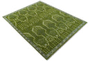 Contemporary Design Green And Beige Hand Knotted 8x10 Wool Area Rug