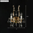Contemporary gold amber glass crystal deco wall light bedroom fixture