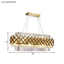 Contemporary gold and clear crystal block oval pendant light dining room