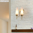 Contemporary gold and opal conical wall sconce bedroom light