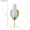Contemporary gold and opal conical wall sconce bedroom light