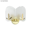 Contemporary gold arc light fixture – living room glass wall sconce