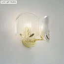 Contemporary gold arc light fixture – living room glass wall sconce