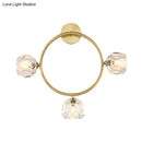 DecorBites™ Contemporary 3-Head Brass Wall Sconce with Modo Crystal Shade - Ring/Square Wall Light Fixture