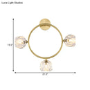 DecorBites™ Contemporary 3-Head Brass Wall Sconce with Modo Crystal Shade - Ring/Square Wall Light Fixture