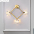 DecorBites™ Contemporary 3-Head Brass Wall Sconce with Modo Crystal Shade - Ring/Square Wall Light Fixture