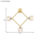 DecorBites™ Contemporary 3-Head Brass Wall Sconce with Modo Crystal Shade - Ring/Square Wall Light Fixture