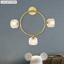 DecorBites™ Contemporary 3-Head Brass Wall Sconce with Modo Crystal Shade - Ring/Square Wall Light Fixture