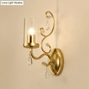 Contemporary gold clear glass wall light bedroom crystal sconce