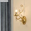 Contemporary gold clear glass wall light bedroom crystal sconce