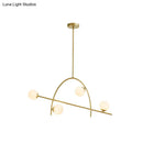 DecorBites™ Contemporary 4-Light Gold Sphere Chandelier with Cream Glass Shade - Warm/White Lighting